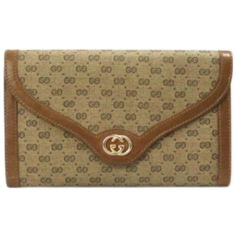 Auth GUCCI GG Logo Canvas PVC Leather Wallet Italy